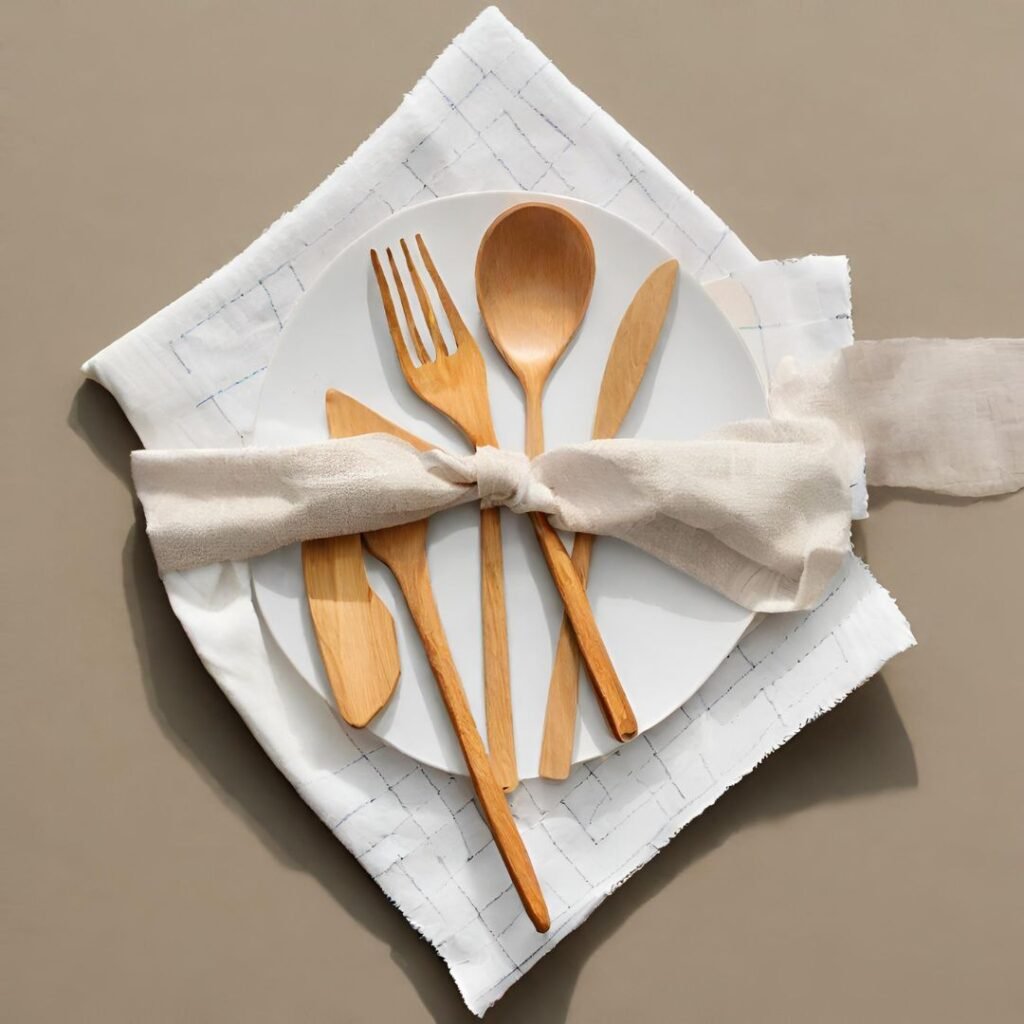 Preset utensils wrapped in a napkin